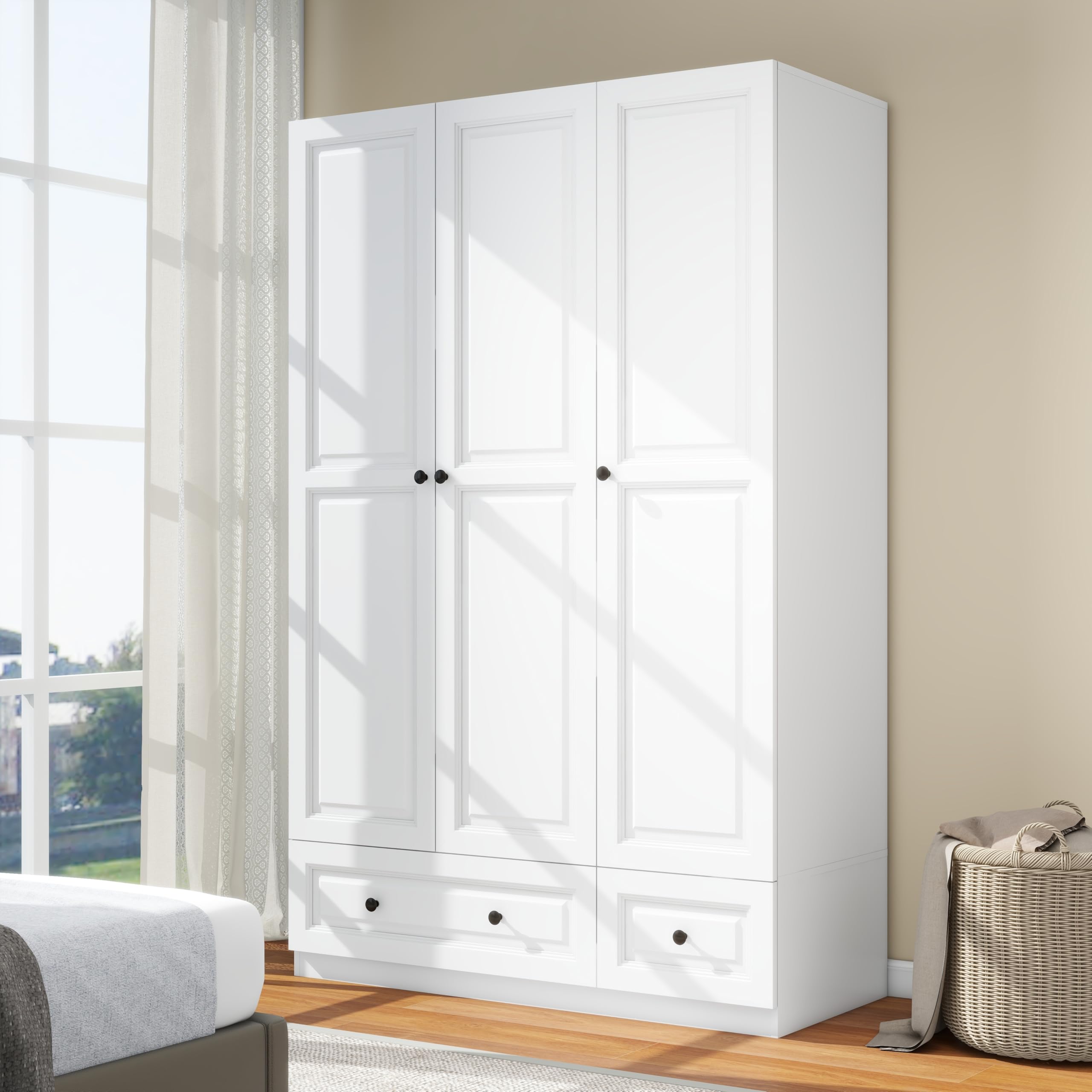Amazon.com: LABROSKIA White Wardrobe Closet with 3 Doors: 74